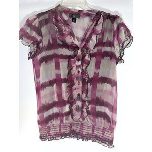 IZ Byer California Women’s Blouse Size Small Pullover Short Sleeve Ruffle